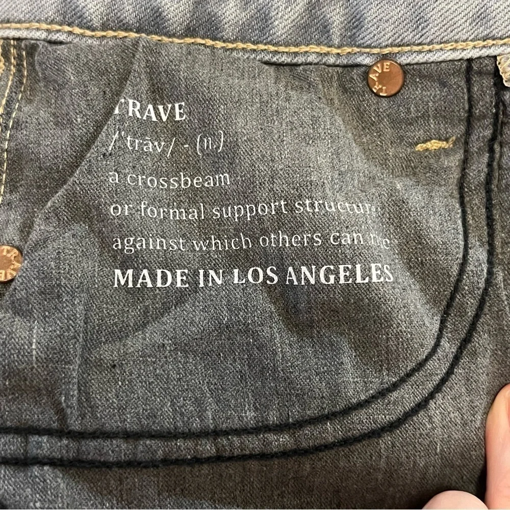 TRAVE Irena Slim Jeans High Rise with Frayed Hem 26 Gray Straight